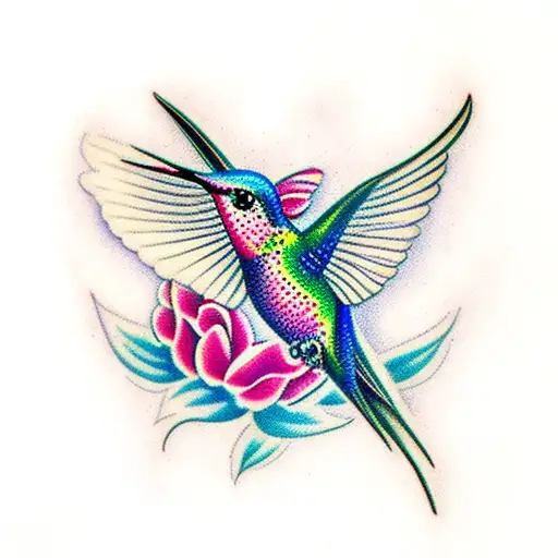Hummingbird With Wings Wide