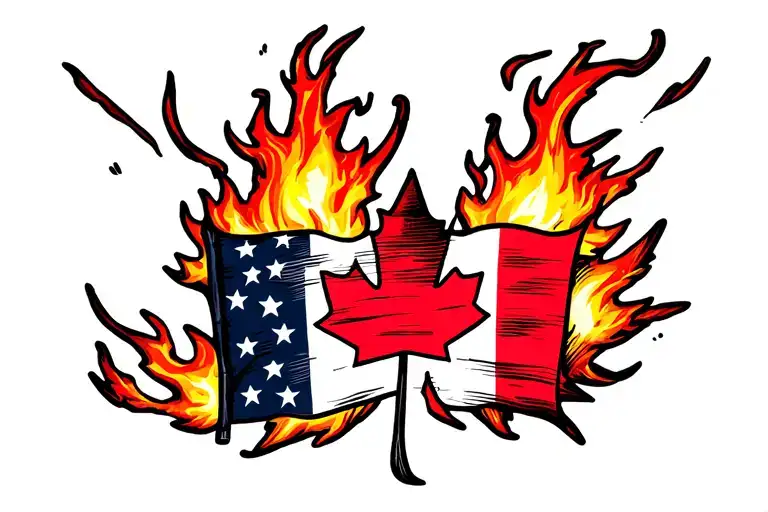 Canadian Flag On Fire