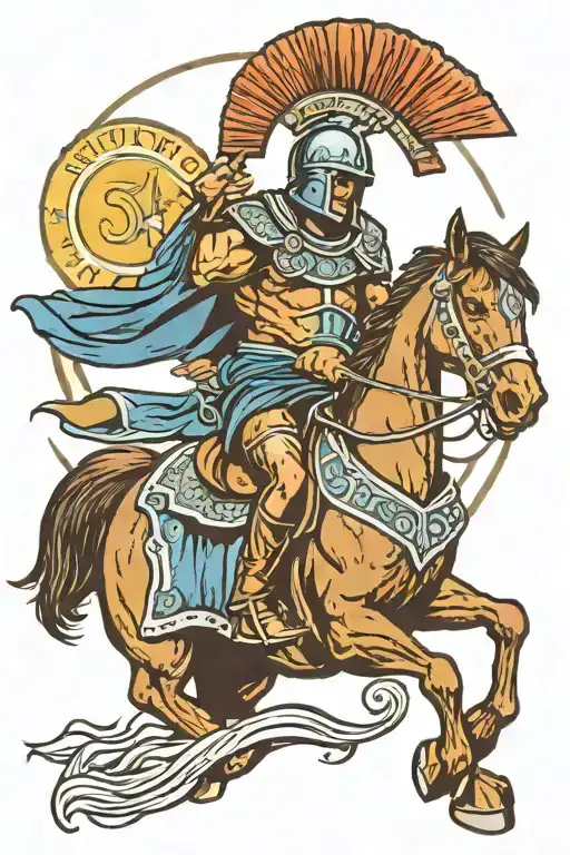 Spartan Wearing Bike Helmet And Riding Horse In Blue