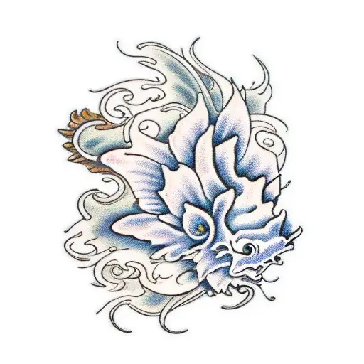 Dragon Koi Flowers Porcelain Style