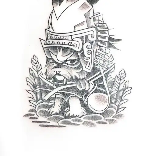 Samurai Sitting In A Garden