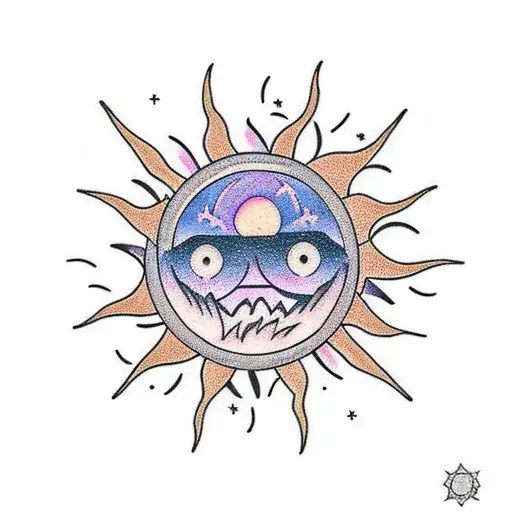 A Sun Setting Over An Ocean With Stars Above In The Night Sky