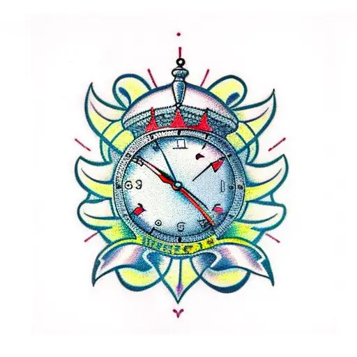 Clock With Crown And Butterflies