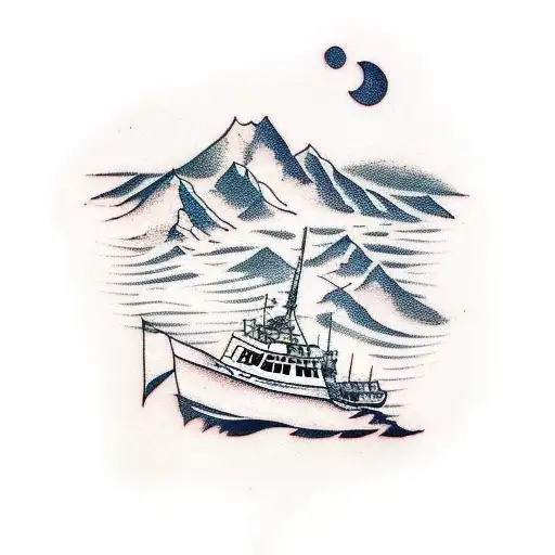 North Norwegian Mountains And A Fishing Boat