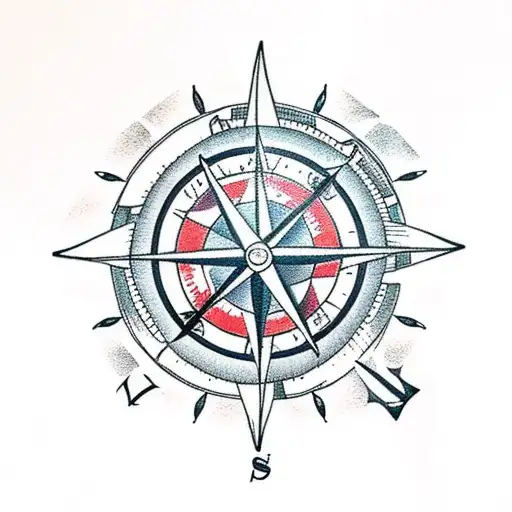 Sail Boat And Compass