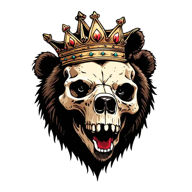 Bear Skull Wearing A Crown