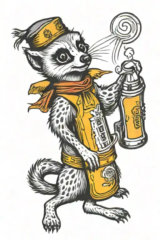 Cartoon Meerkat & Beer Bottle