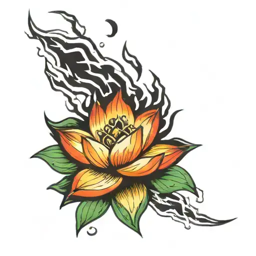 Lightning Bolt And Lotus Flower