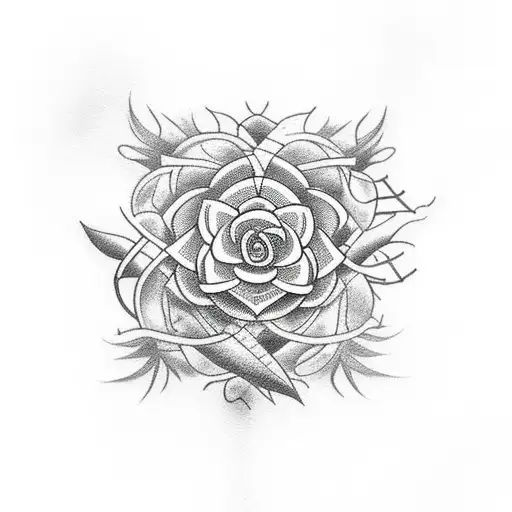 A Survivor Symbol Intertwined With Intricate Nature Elements Like Leaves And Flowers
