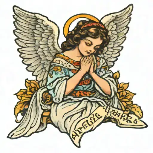 Angel Praying With Name Leah Over Head