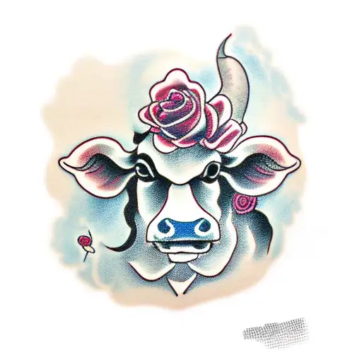 Cow And Rose