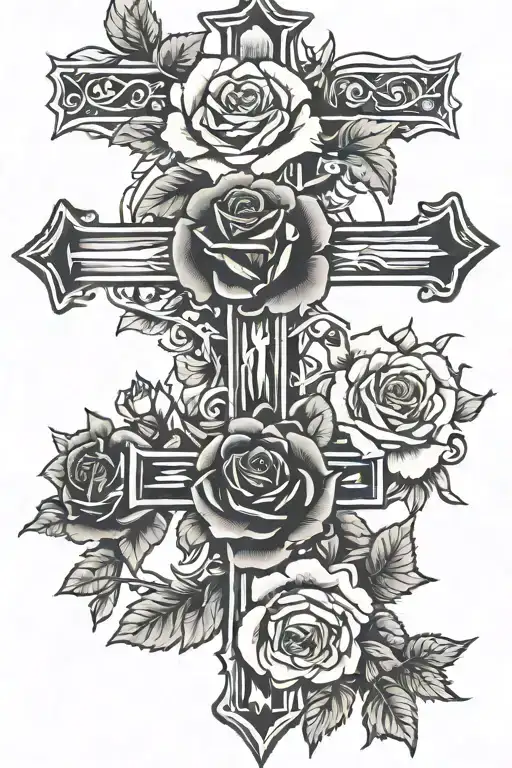 Western Rose An Cross Surrounded