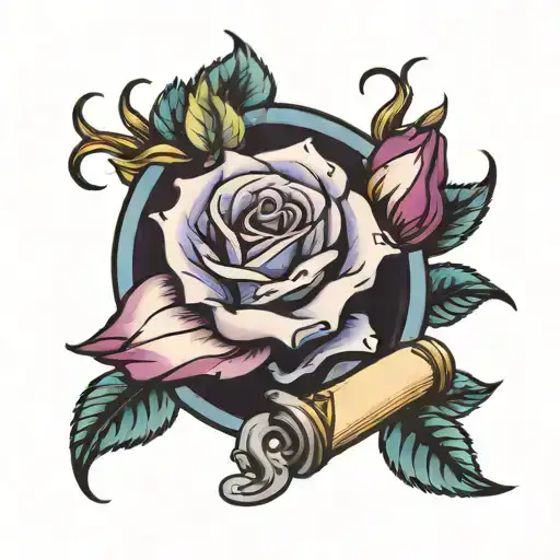 Purple And Blue Rose Intertwined Around A Piston