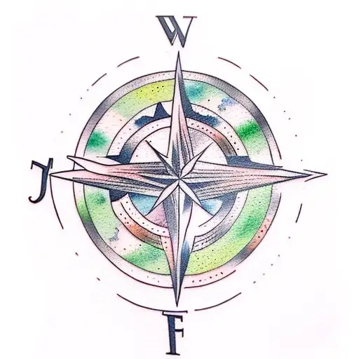 Father Son Matching Watercolor Tree Compass