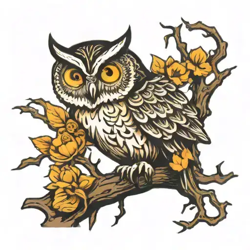 Ghost Tree Of Life Owl Tattoo Design