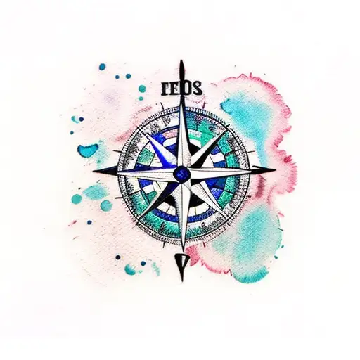 Watercolor Compass Nautical Tree
