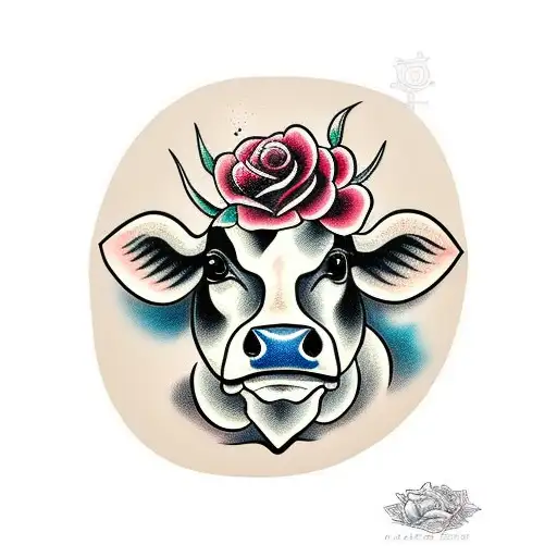 Cow And Rose