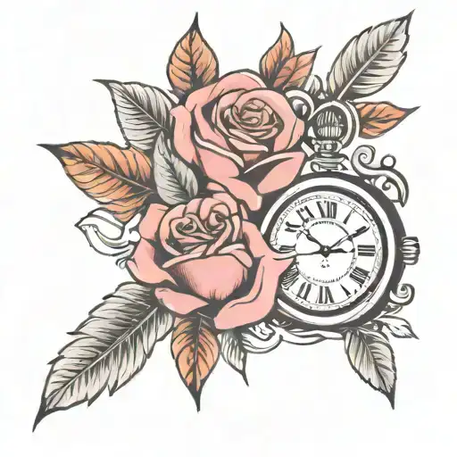 Kyla And Clock In Rose