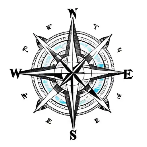 Compass Rose With Gaff Rig