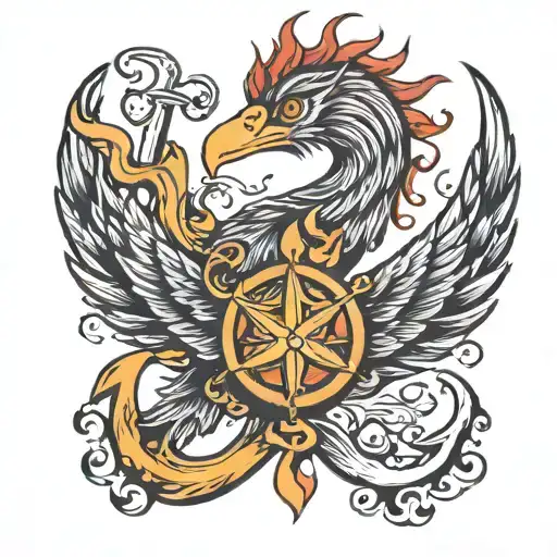 Phoenix With Anchor Design