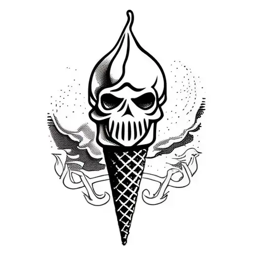 Ice Cream Cone With A Poison Skull Instead Of Ice Cream