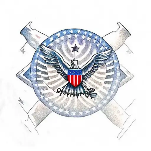 Eagle Globe And Anchor With The American Flag