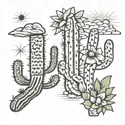 Saguaro Cactus And A Diamondback