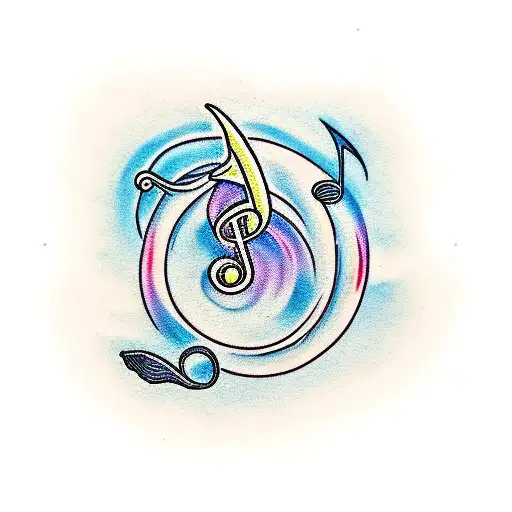 Music Note With A Wave And A Plane