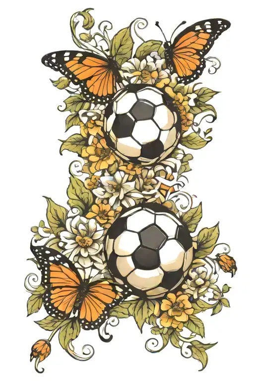 Soccer Ball Flowers And Butterflies