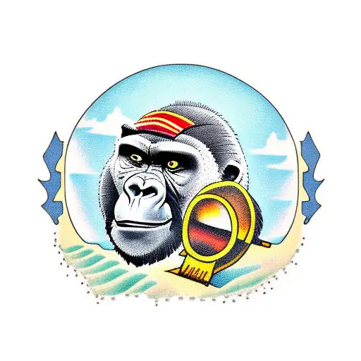 Gorilla Tanning On Beach