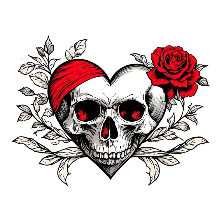 Heart Shade With Scull Red And Black