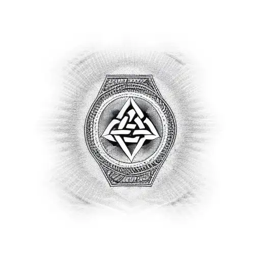 Valknut Symbol With Letter J And Knitting Needles