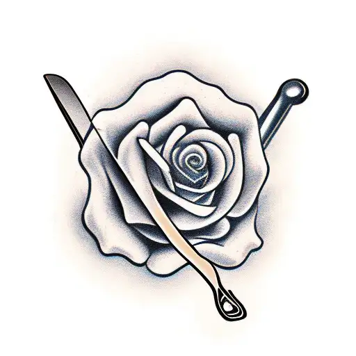 Cut Throat Razor And Rose