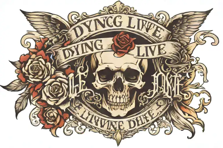 The Words Dying To Live And Living To Die In A Gothic Font