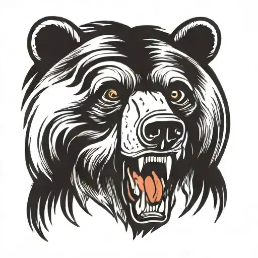 Top Half Of Bear Head With Mouth Open