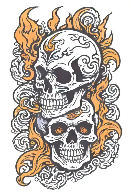 Skull Smoke Flames