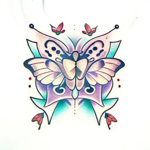 Dog With Two Butterflies