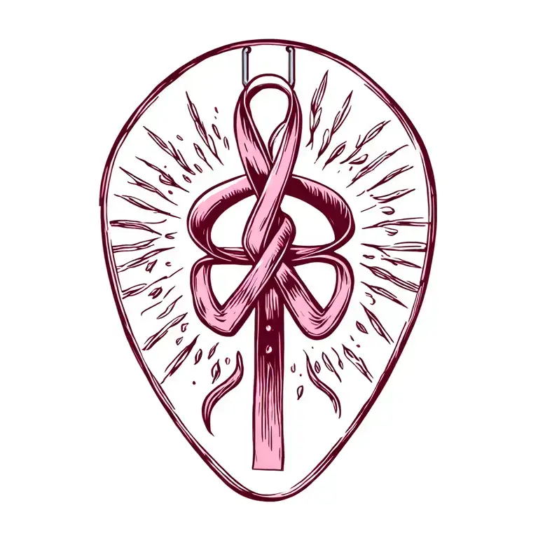 Aneurysm Burgundy Ribbon With Surgical Clip