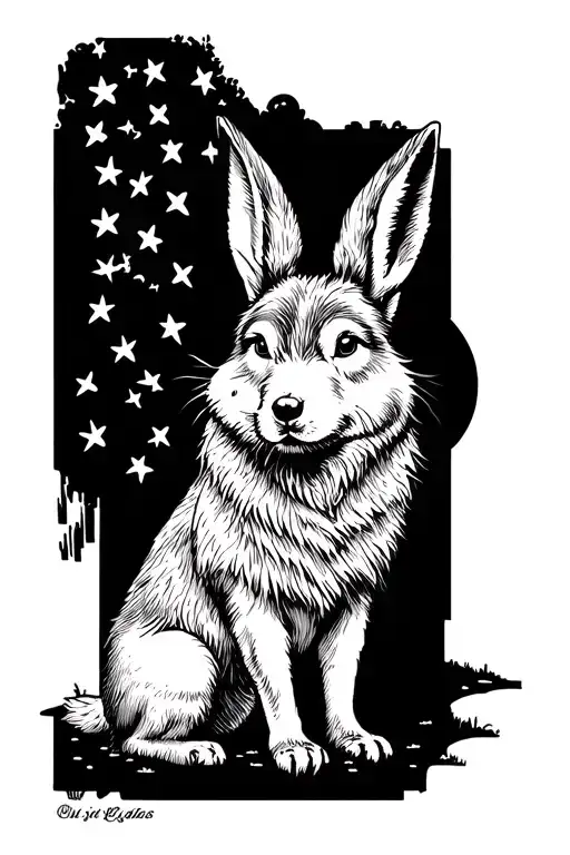 Wolf Protecting A Rabbit