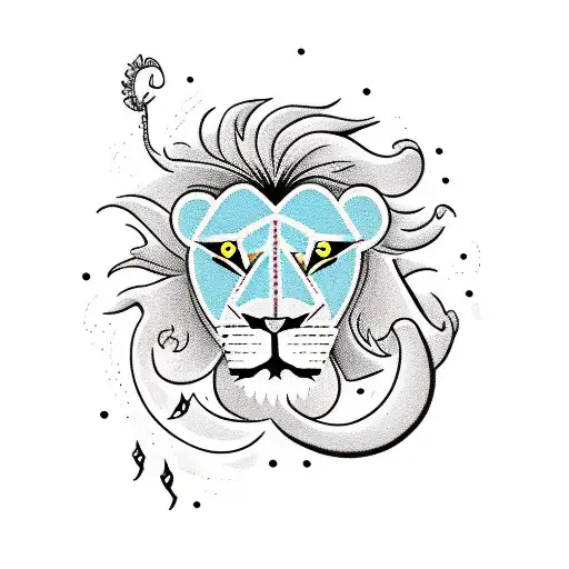 A Lion Fishing In A Surreal Underwater World Filled With Musical Notes