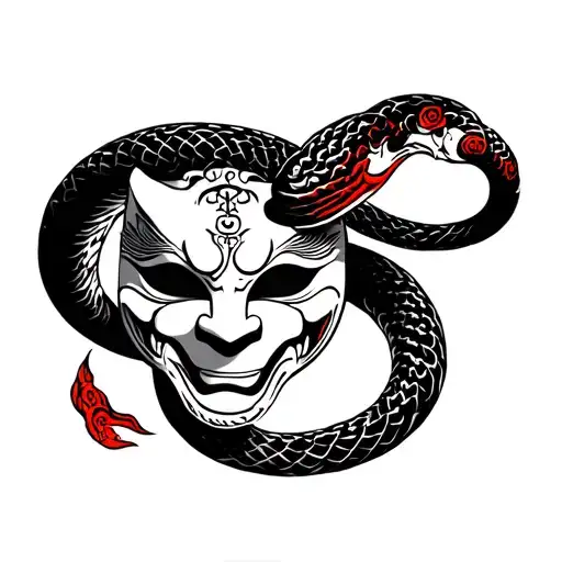 Hannya Mask Snake Coiled