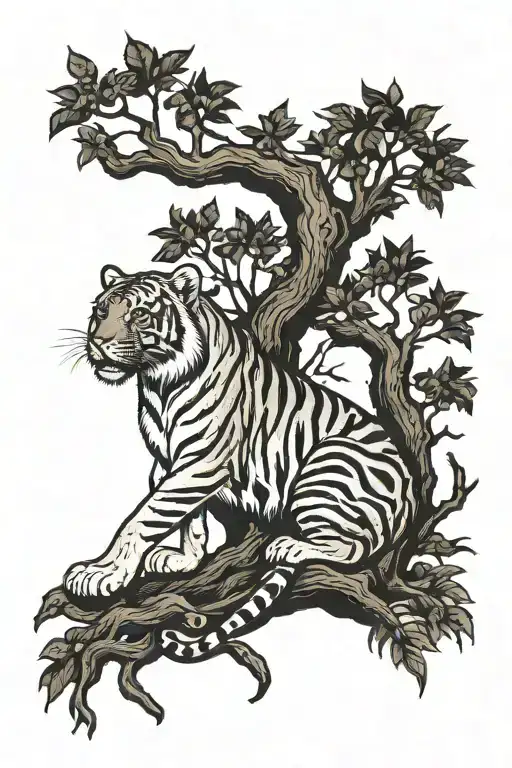Tree Of Life W Tiger In The Roots
