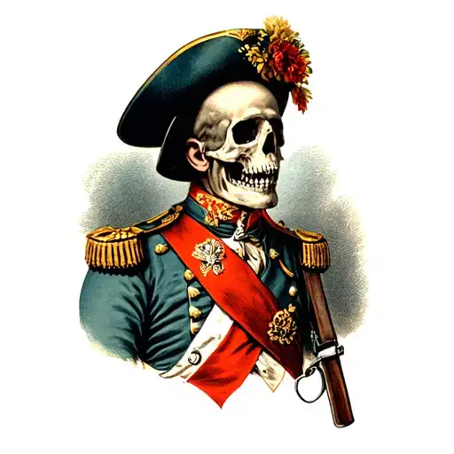 French Soldier With Skull Tattoo