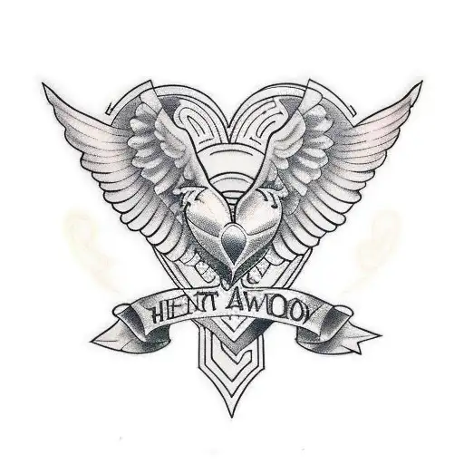 Heart Bow And Arrow Wings Halo Design