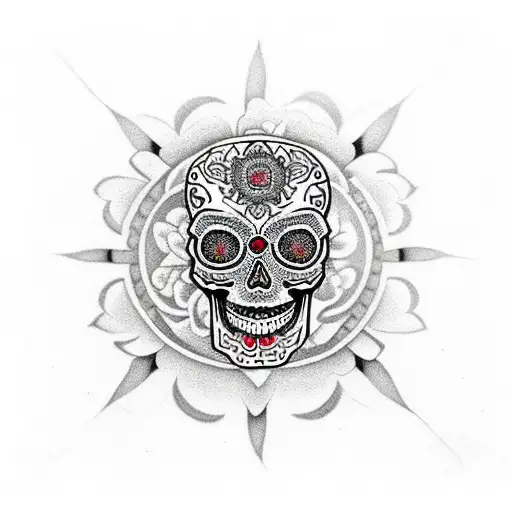 Skull Illusion Mandala Flowers Leg Sleeve Asian Theme Paisley Evil Eye