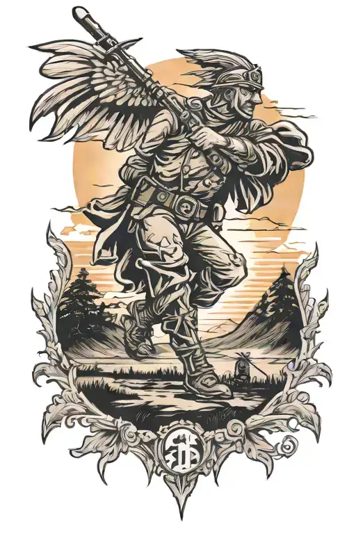 Spartain Looking At Battle Field Durning Sunset