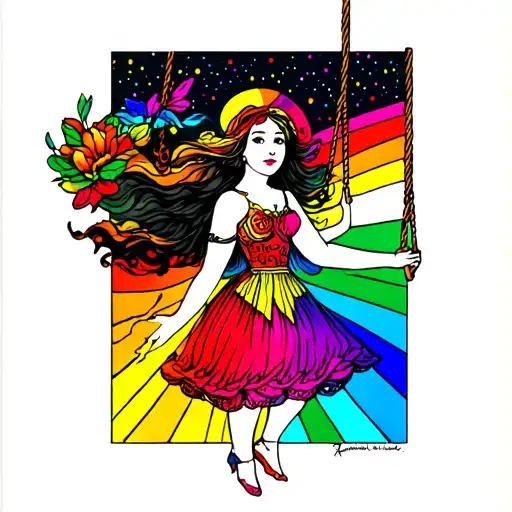 Rainbow Girl Swing Hanging