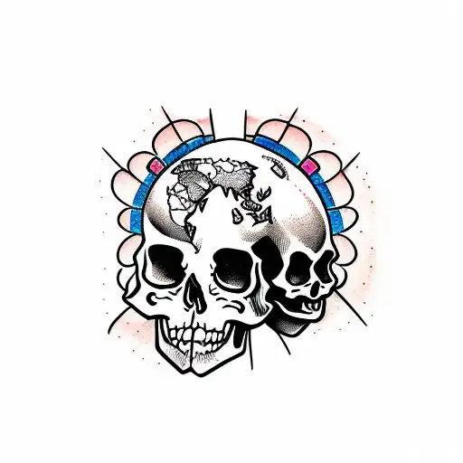 Hourglass Skull Worldmap Compass