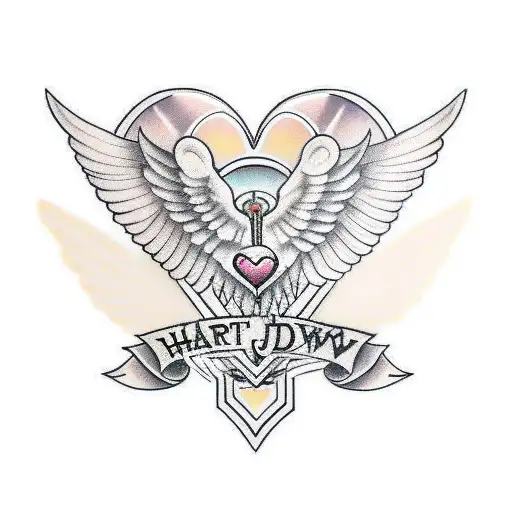 Heart Bow And Arrow Wings Halo Design