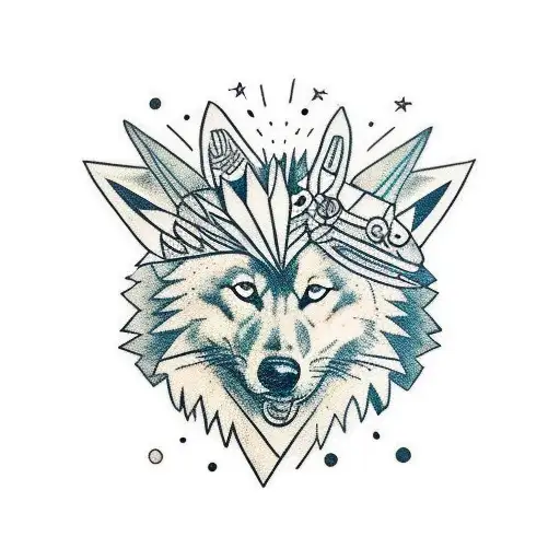 Girl With Wolf Headdress On Top Of Her Head